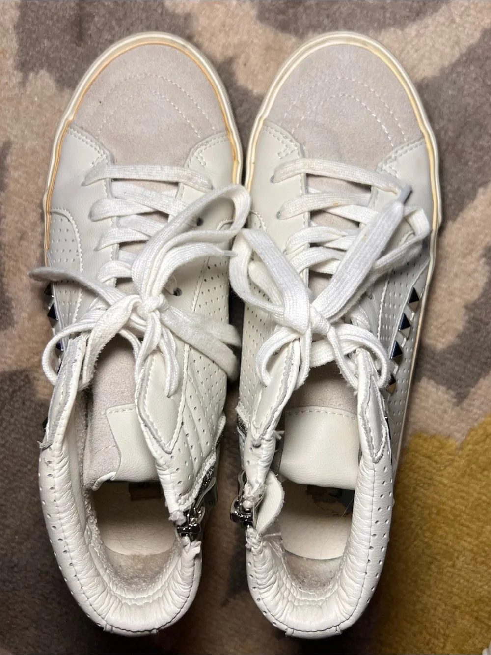 Steve Madden White High-Top Studded Sneakers